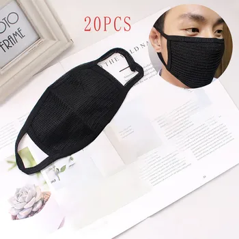 

20pcs Men And Women Cotton Black Mouth Mask Anti Dust Mask Activated Carbon Filter Windproof Mouth-muffle Bacteria Proof #T1G