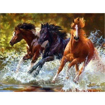

5D Diamond Painting Horse In Run Diamond Embroidery Cross Stitch Rhinestone Mosaic Full Drill Round DIY Handmade Room Decor Gift