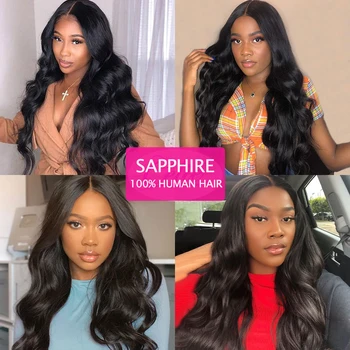 Sapphire Brazilian Hair Weave Bundles Body Wave Bundles With Frontal Human Hair 3 Bundles With Closure Frontal Hair Extension 5
