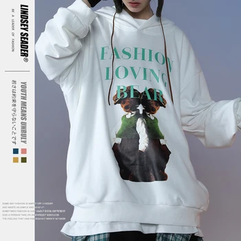 

Lindsey Seader Men Hip Hop Hoodie Sweatshirt Lonving Bear Print Harajuku Hooded Pullover Streetwear 2020 Autumn Cotton Hoodies