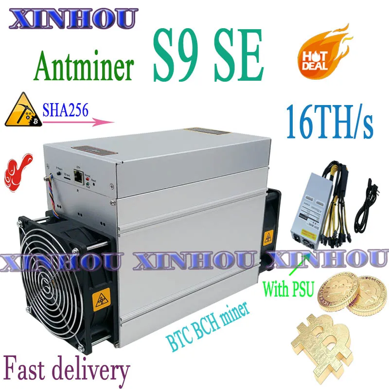BTC BCH Miner AntMiner S9 SE 16TH/S Asic SHA256 miner с блоком питания лучше чем S9k S9j S11 S17 T17 Ebit E9 E9i E10 E10.2
