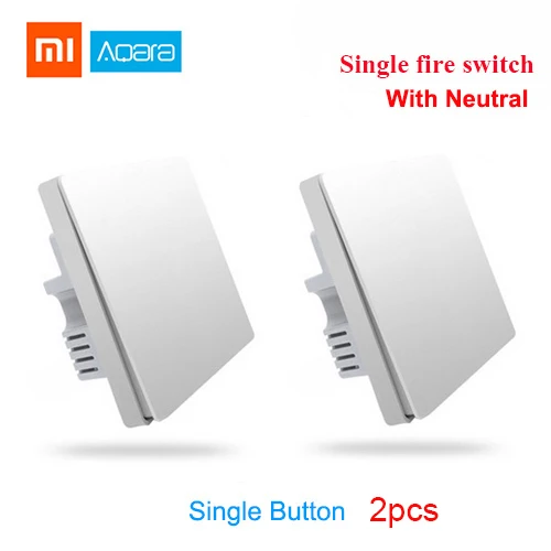 2X with Neutral 1 Умный домашний светильник Xiaomi Aqara без нейтрального одиночного пожарного провода zero line ZigBee беспроводной ключ настенный выключатель дистанционного управления - Цвет: 2X with Neutral 1