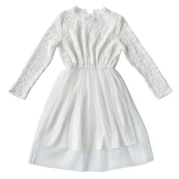 

white lace long sleeve christmas dress age for 6 - 16 yrs teenage girls 2020 new autumn winter children clothes big girls frocks