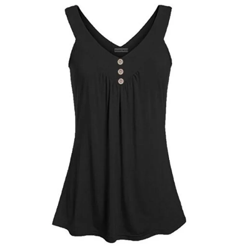 

Fashion Womens V-neck Vest Sleeveless Button Shirt Blouse Casual Tank Tops women's shirt