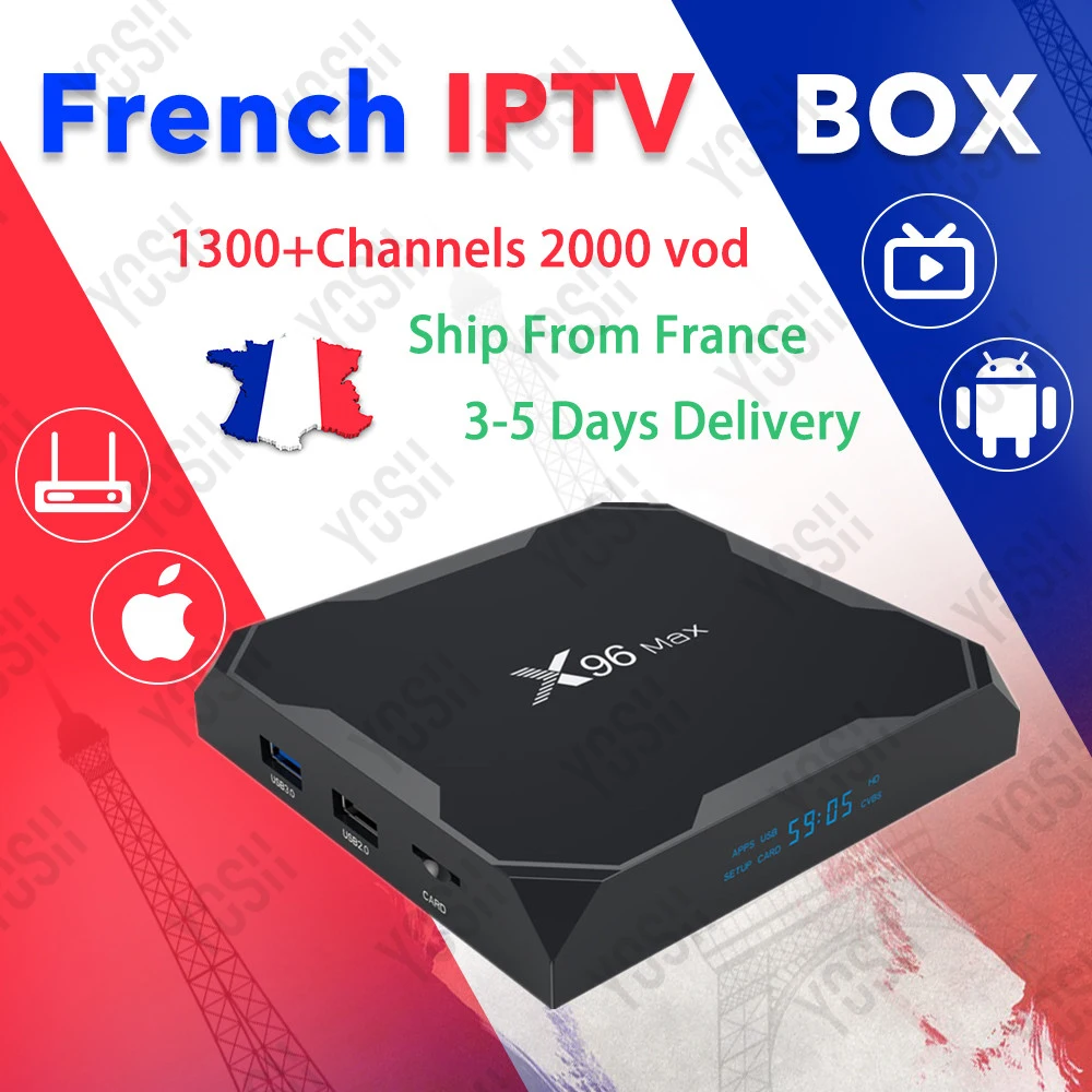 Франция IP tv Box X96 Max Android 8,1 tv Box 1300+ 1 год neo tv pro код IP tv m3u Европа французский бельгийский арабский Смарт ТВ приставка