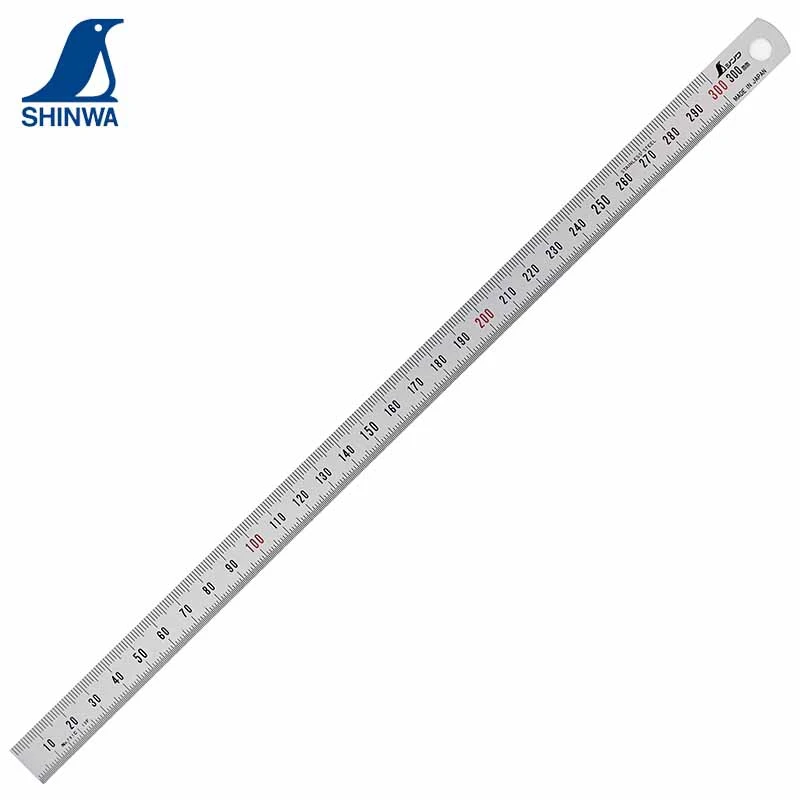 신와 펭귄 30cm 좁은 자, 유연한 스테인리스 스틸 자, 하드 크롬 마감, 13250 곡면 길이 측정, 1개
