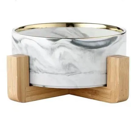 gray Glod Rim Stand Мраморная креативная керамическая миска для кошек, миска для кошачьего корма, миска для кошек, миска для домашних животных, миска для собак, миска для воды, миска для зерен, посуда - Цвет: gray Glod Rim Stand