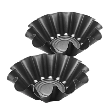 

9 Inch Large Heavy Duty Non-Stick Fluted Tortilla Shell Pans, Heat Resistant Flower Baking Molds,Brioche Mold (2 Pcs)