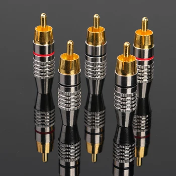 

Audio Cable 2/4pcs Copper RCA Male Plugs DIY AV Video Amplifier Welding Connectors DIY Video Amplifier Audio Locking Cable