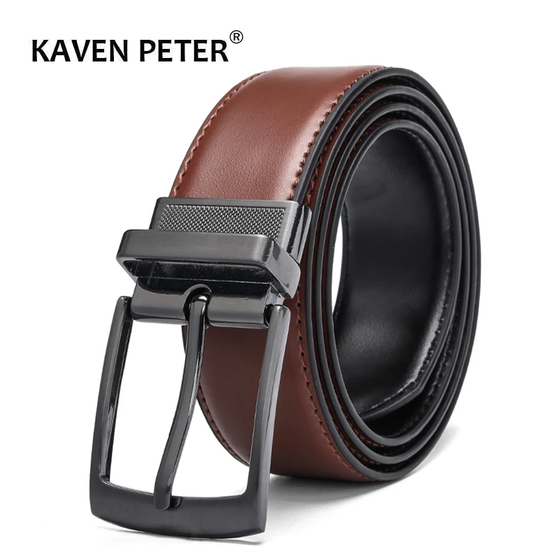 Cinturón Reversible de cuero para hombre, diseño clásico marrón negro, hebilla giratoria, cinturones de piel de venta al de hombre| - AliExpress