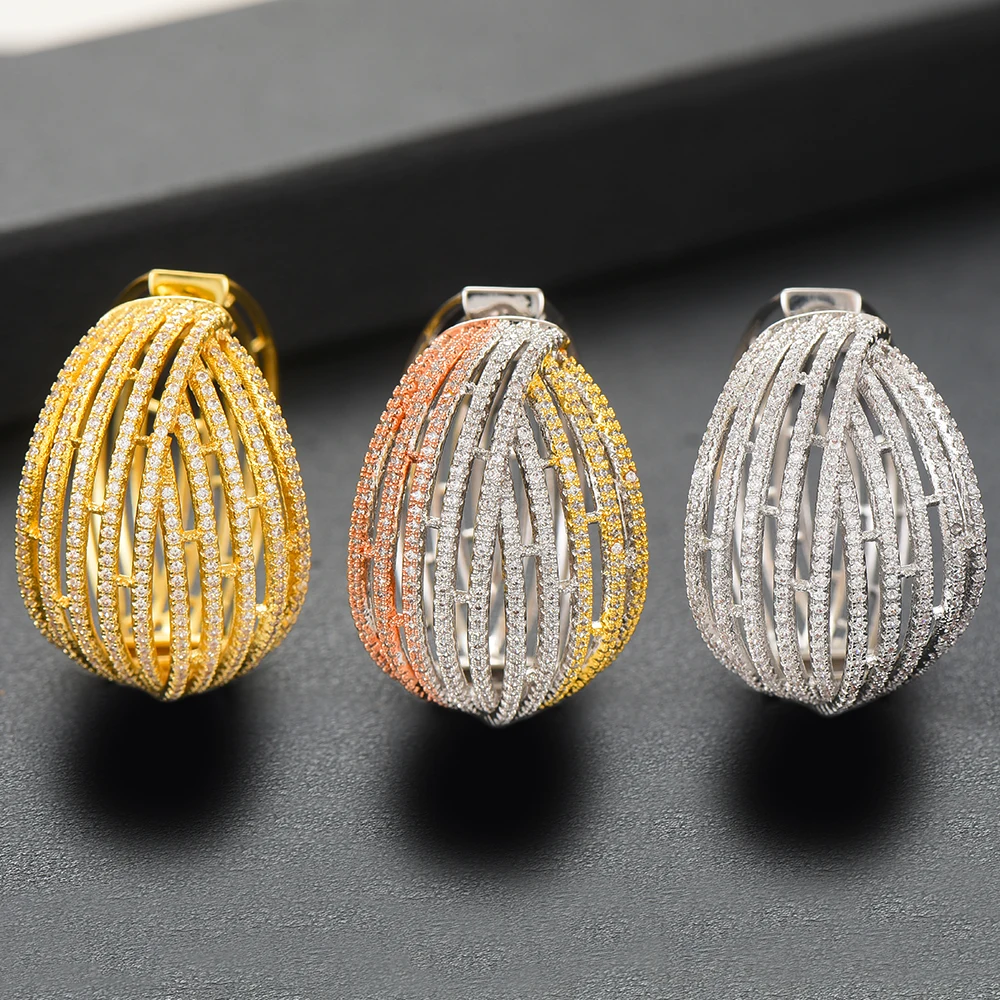 Модные Роскошные серьги-кольца missvikki для женщин, свадебные кубические циркониевые хрустальные фианиты, фианитовые фианиты, дубайские двухцветные свадебные серьги