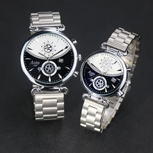 Aishy Reloj de pulsera de acero inoxidable para hombre y mujer, cronógrafo de cuarzo, informal, a la moda, resistente al agua, Original