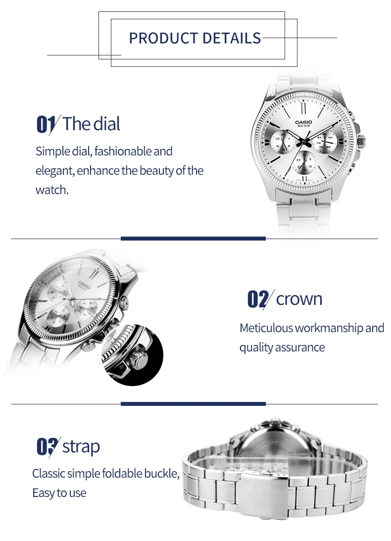 Casio Часы Указатель серии бизнес развлечения три раза кварцевые мужские часы MTP-1375D-7A