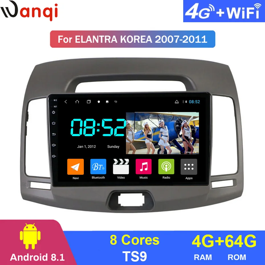 Android 8,1 автомобильный DVD 1din мультимедиа Navi система для hyundai Elantra 2007-2011 Автомобильный gps навигатор головное устройство BT SWC wifi