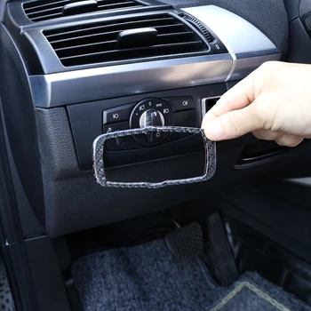 

Sticker For Car Headlight Switch Button Frame Decorative Trim For BMW E70 E71 X5 X6 Carbon Fiber Styling Interior Decals
