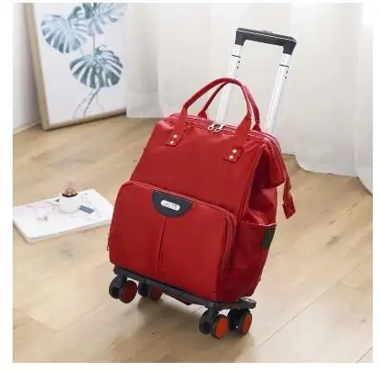 Wheeled Bag For Trolley Bags Women Travel Backpack With Wheels Oxford Large Capacity Travel Rolling Luggage Suitcase Bag_voghion.com