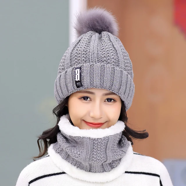 Topi Rajut Wol Wanita Set Topi Ski 