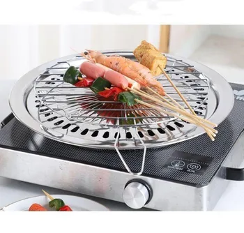 

Stainless steel round household outdoor Korean barbecue plate electric ceramic stove light wave stove supporting