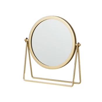 

Metal Decorative Mirror Lady Desktop Makeup Mirror 360℃ Round Shape Vanity Mirror Backlit Mirrors(Gold)