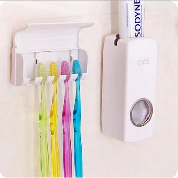 

Bathroom Toothbrush Holder Automatic Toothpaste Dispenser Holder Toothbrush Wall Mount Rack Bathroom Tools Set