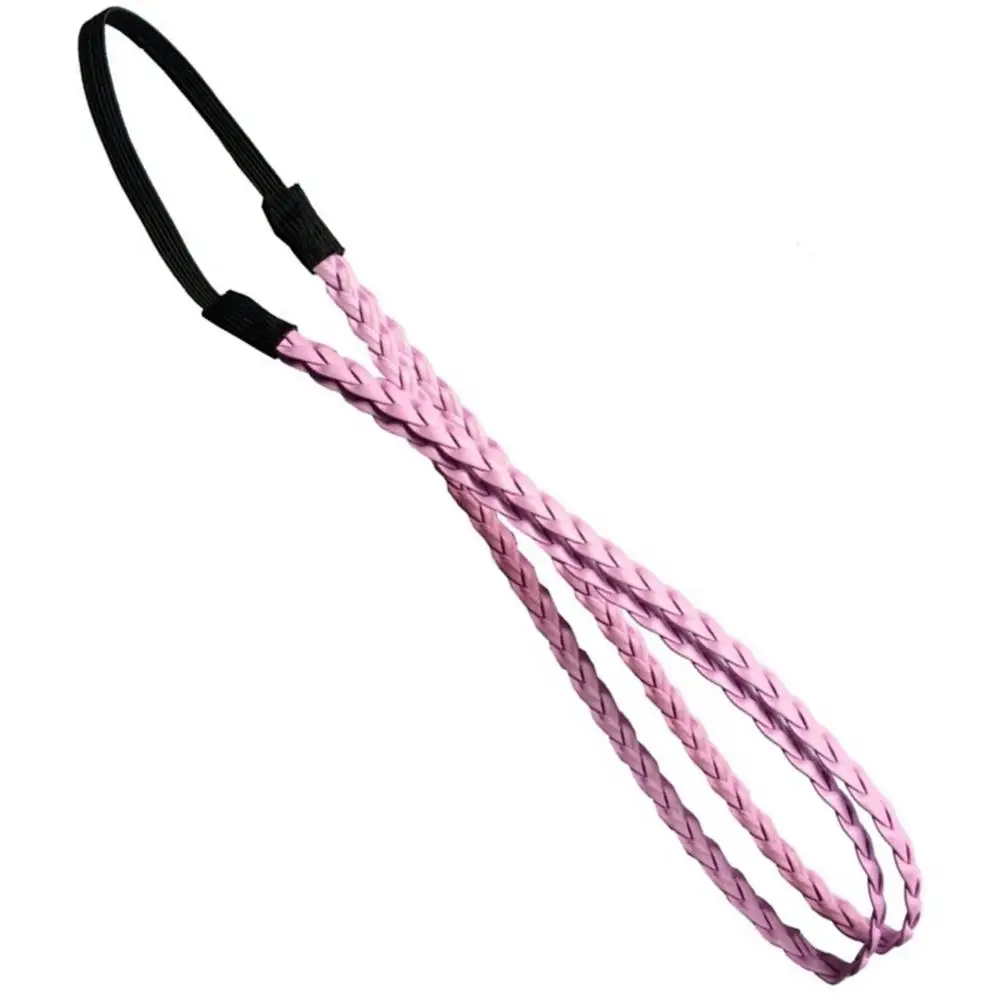 Pink Женские Модные кожаные мешочки для девочек, двойная повязка на голову в виде косички разных цветов - Цвет: Pink