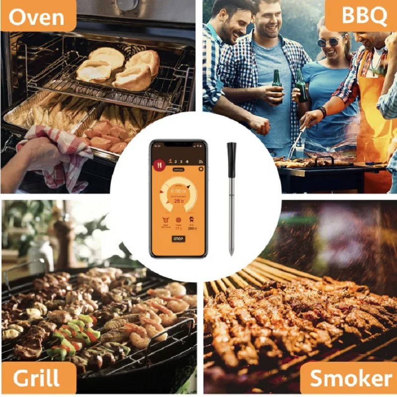 Wireless Meat Food Steak Thermometer For Oven Grill Bbq Smoker Rotisserie  Smart Digital Bluetooth Bbq Kitchen Cooking Barbecue - Household  Thermometers - AliExpress