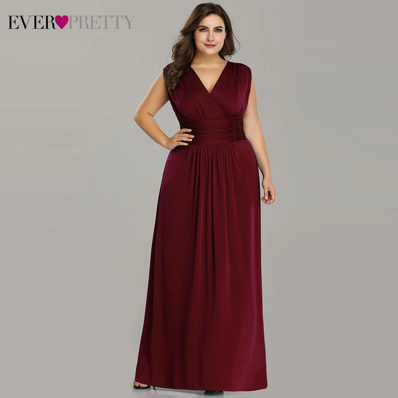 

Plus Size Evening Dresses 2020 V-neck A-line Cheap Chiffon Sleeveless Mother of the Bride dresses Long Evening Party Gowns