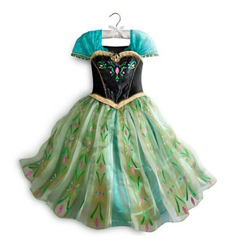 Платье для девочек; Детские платья Снежной Королевы для костюмированной вечеринки; костюм; рождественское платье для малышей; платья принцессы Эльзы для девочек; одежда для детей на выпускной - Цвет: Зеленый