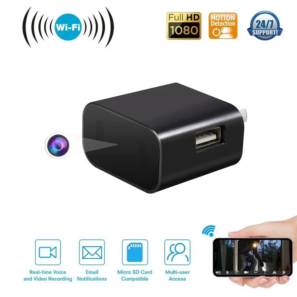 

EU US USB Charger Camera HD 4K 1080P Wireless WIFI IP Camera With Infrared Night Vision Remote Monitorting Motion Detection