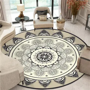 

Bohemia Ethnic Mandala Round Floor Carpet Soft Classic Europe Retro Living Large For Geometric Rug Rug Flower Room Area Sofa