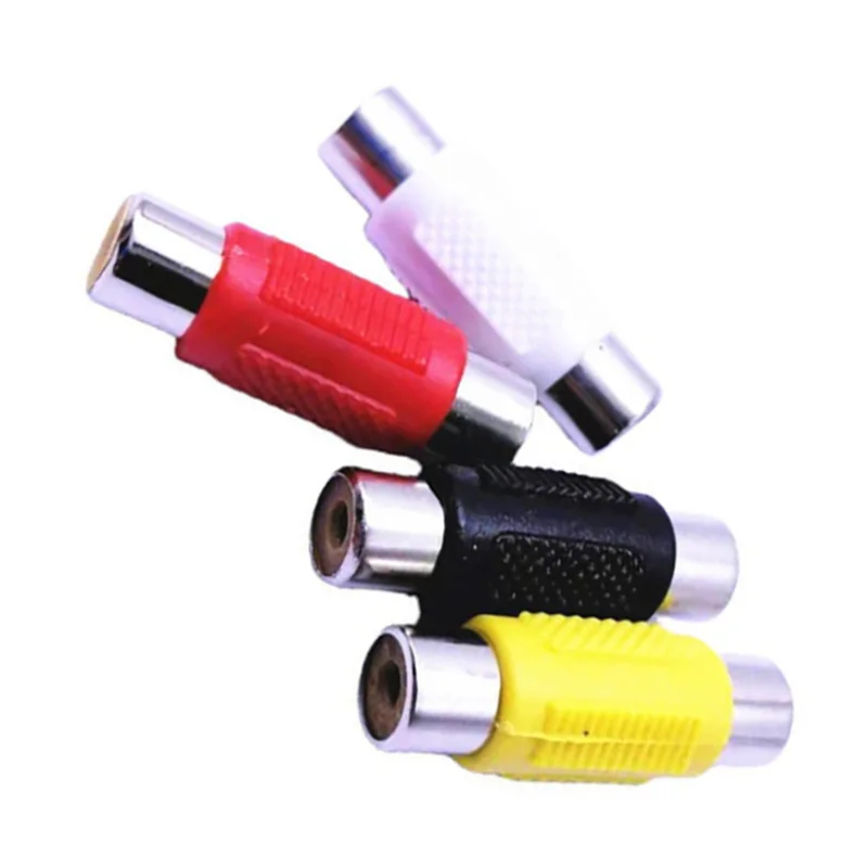 8 pcs RCA female to female plug connector adapter terminal DIY RCA connector video audio extension cable cable converter 4-color 4 pcs hifi rhodium plated audio banana speaker plug screw locking cable wire connector speaker cable plug hifi diy