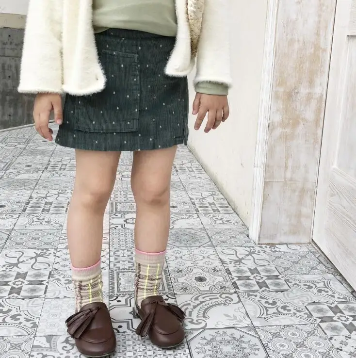pic Стиль девушки юбка Вельветовая Осенняя Модная одежда для детей, Детская мода юбки для девочек От 2 до 7 лет - Цвет: pic