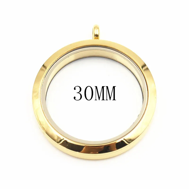 10 шт./лот, разные размеры, круглый золотой плавающий медальон, плавающий медальон из нержавеющей стали 316L, плавающий Кулон из стекла с памятью - Окраска металла: 30mm
