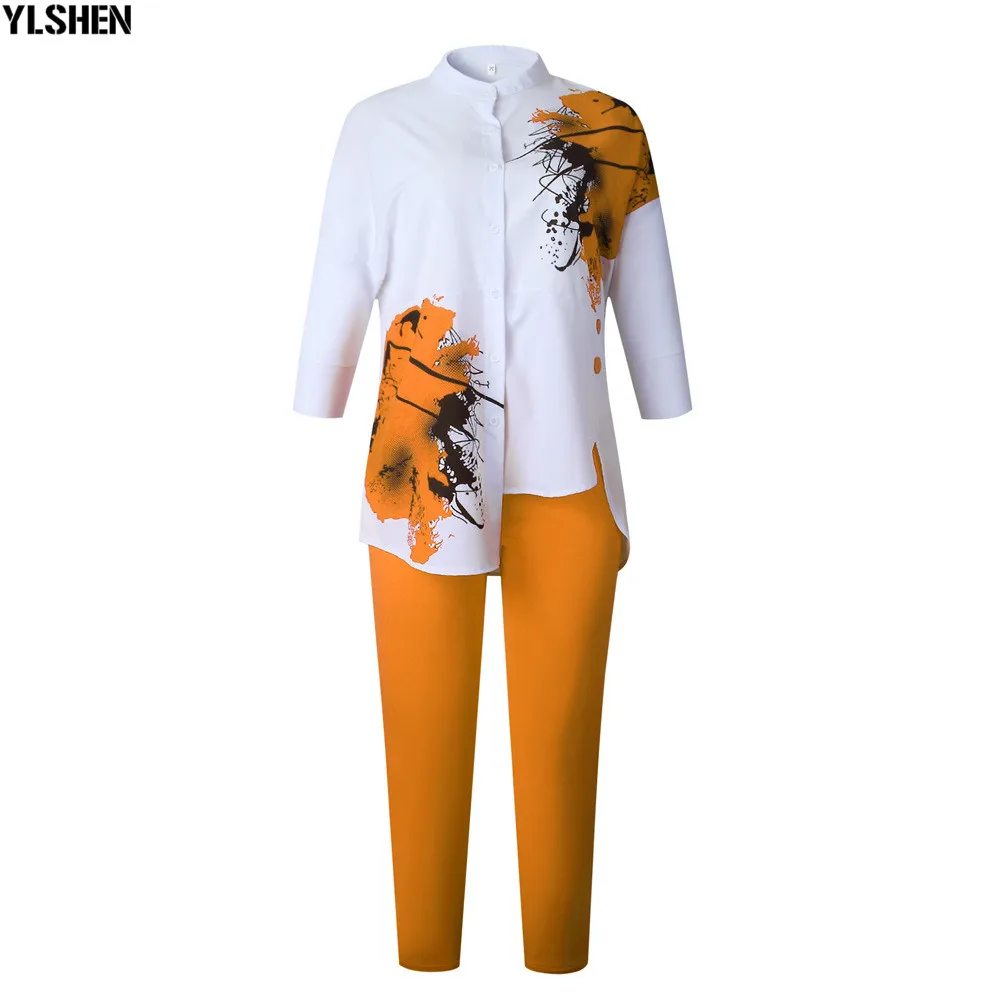African Women Sets Print Long Sleeve Blazer T-shirt Pants Suits Office Lady Elegant 2 Piece Set Business Outfits Africa Clothing 16