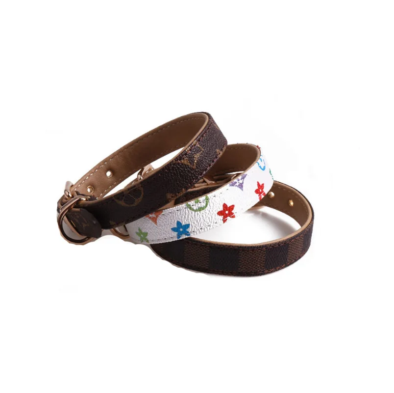

Dog Collar Cat Collar Start Pattern Black Brown Pet Collar Leash Necklace PU Leather Small Dog Accessories Collars Leads