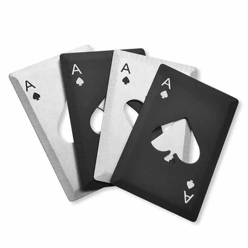 Poker Card Beer Bottle Opener Playing Card Ace Of Spades Stainless Steel Bar Throwing Cutting Casino Bottle Opener Wallet New