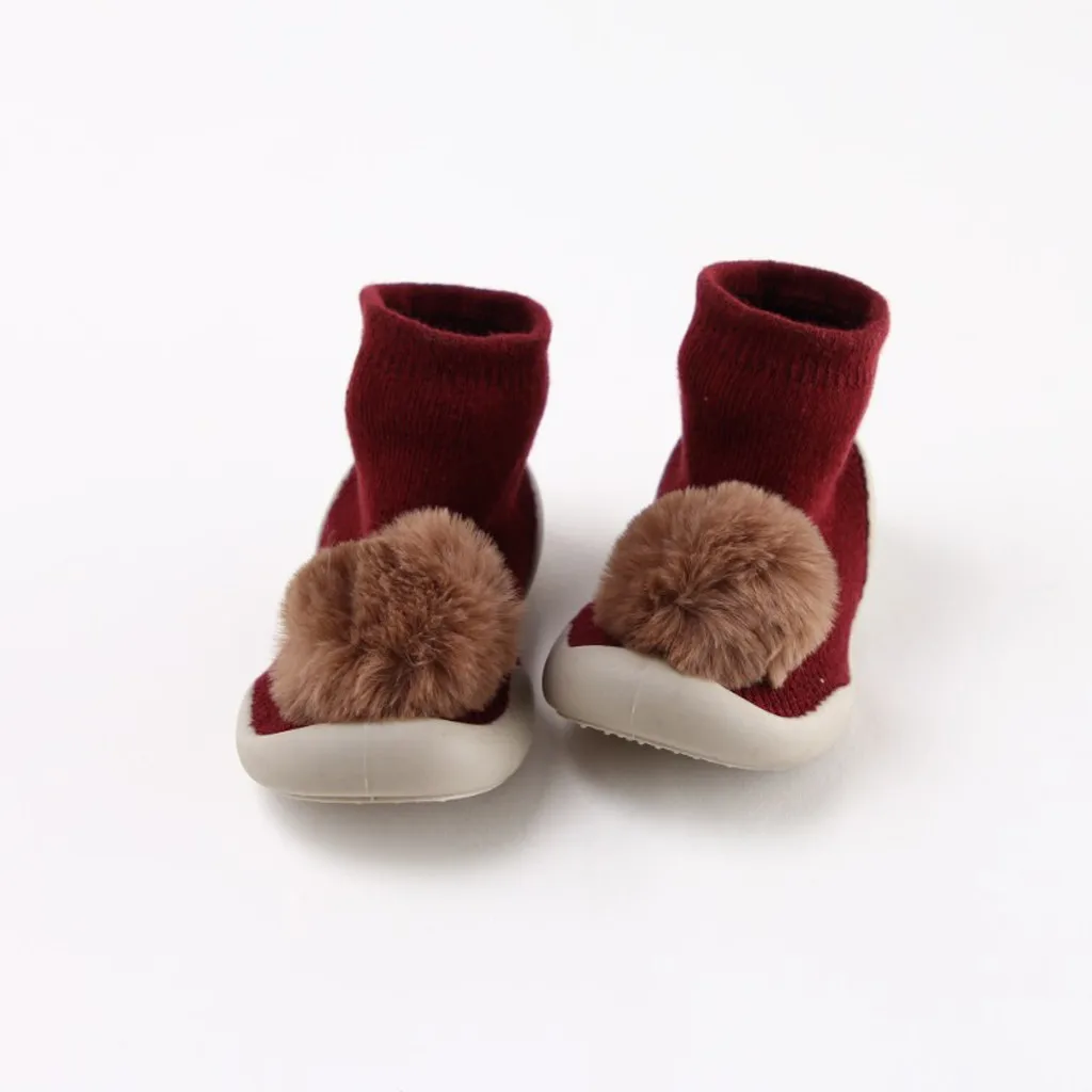 Мягкие удобные зимние уличные бархатные кроссовки Bebe Prewalkers для маленьких мальчиков и девочек; нескользящая трикотажная обувь для малышей