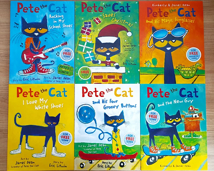 I Can Read Pete The Cat Kids Classic Storybook Children Early Education English Short Stories Big Size 28*21.6cm 6 Books/Set