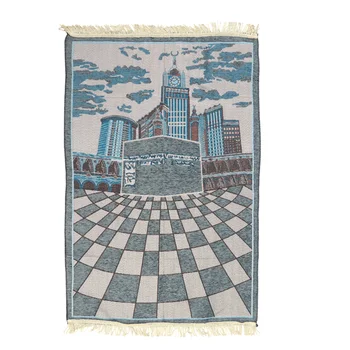 

Kaaba Pattern Prayer Mat Chenille Muslim Prayer Rug Carpet for Living Room Bedroom Hall (Grey)