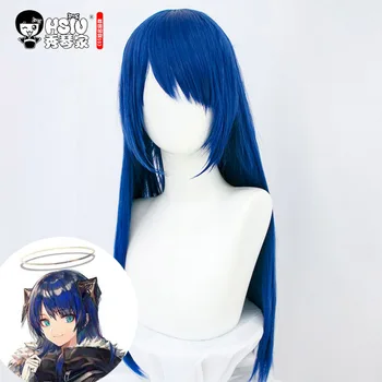 

HSIU Mostima Cosplay wig,Game Arknights Wig,Ink blue long hair,Cosplay Halloween party girl wig Fiber synthetic wig