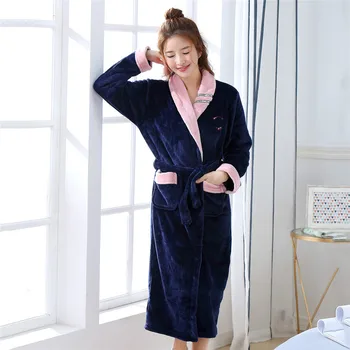 

Bathrobe ladies winter young ladies flannel warm nightgown super thick home clothes loose pajamas 069