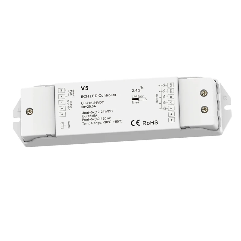 Светодиодный диммер контроллер 12 в беспроводной приемник V1 V2 V3 V4 V5 Для Одноцветный RGB RGBW RGB+ CCT полосы DC5-36V постоянного напряжения - Цвет: V5