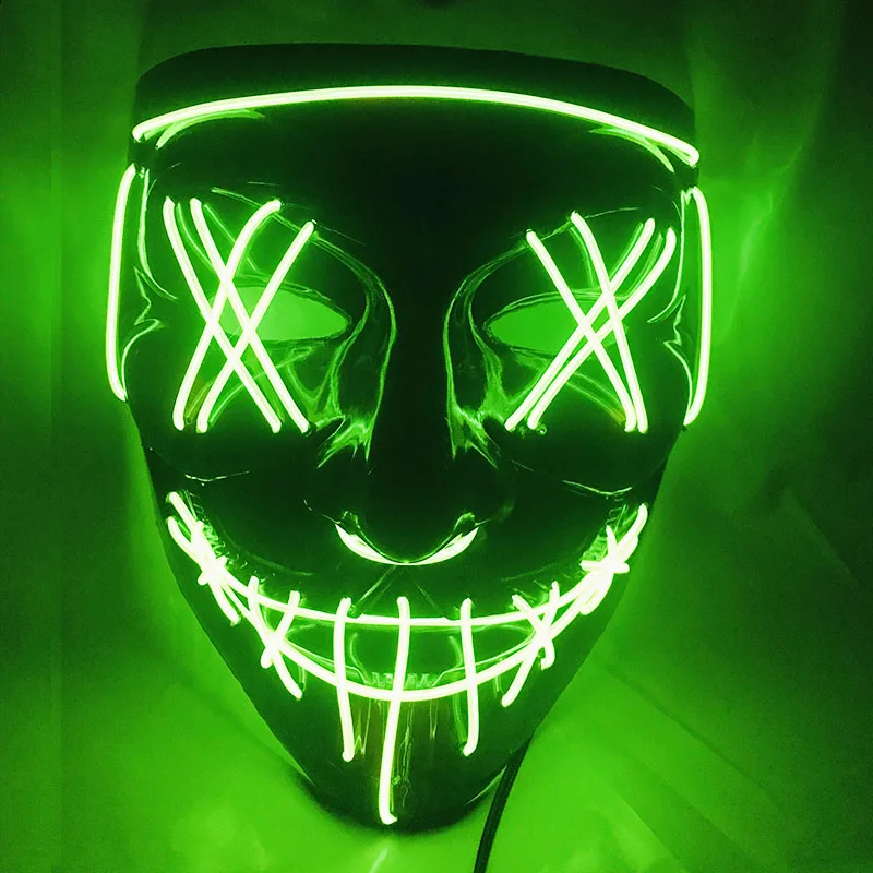 Хэллоуин Led маска для вечеринки маскарадные маски светящаяся маска светится в темноте тушь для ресниц ужас маска светящаяся маска - Цвет: Fluorescent green