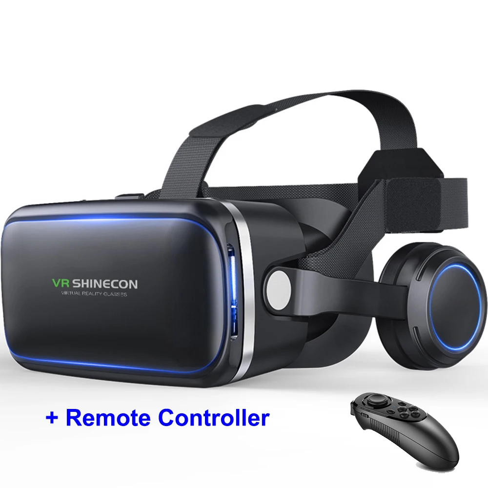 6,0 VR Очки виртуальной реальности 3D очки Складная гарнитура переносной шлем 4,7-6 дюймов мини наушники для iOS Android - Цвет: Box and Black Remote