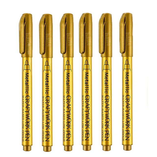 Haile Liquid Mirror Marker Silver Markers Pen DIY Reflective Paint Pens Mirror Markers Chrome Finish Metallic Art Craftwork Pen Metal Gold-6pcs