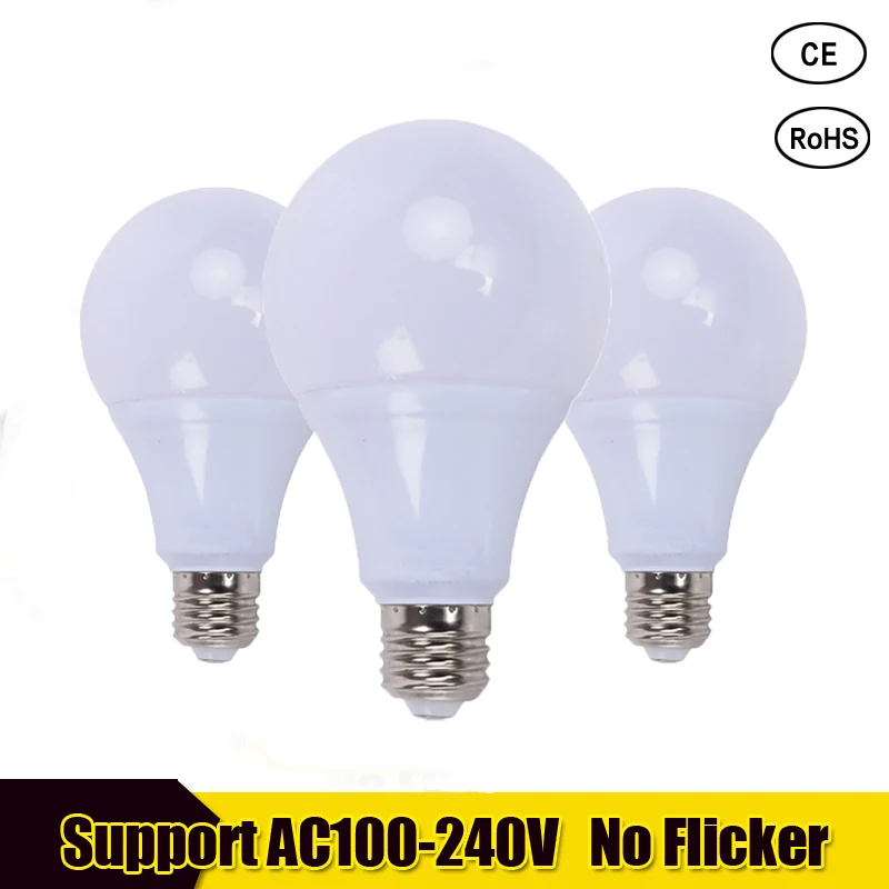 Led Bulbs 3000k E27 Led Lights 3W 6W 9W 12W 15W 18W 21W Energy Saving Cool White Screw in Light Bulbs For Home