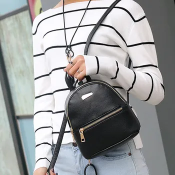 

Women Leather Backpack School Rucksack College Shoulder Satchel Travel Bag sac à dos mochila рюкзак Mochila de gran capacidad