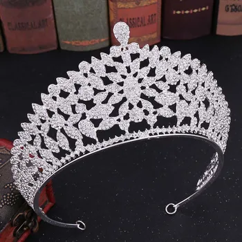 

FORSEVEN Luxury Sparkling Crystal Crown Bridal Hair Dress Tiaras Women Diadem Bridal Hair Jewelry Accessories JL