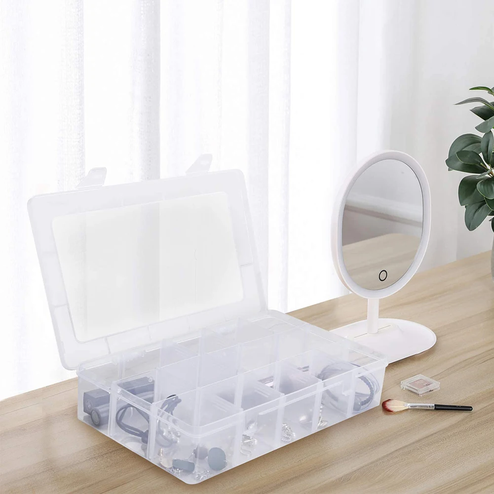 

15 Grid Storage Organizer Jewelry Thread Box Embroidery Clear Plastic Storage Case Organizer Container With Removable Dividers