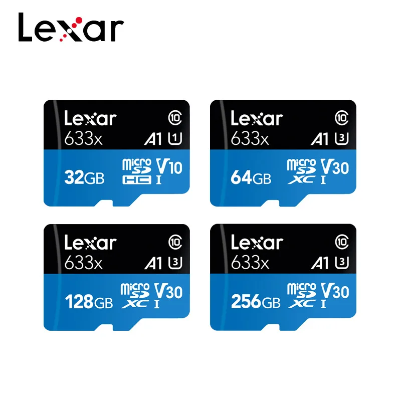 Lexar 633x Оригинальная карта памяти 256 ГБ высокая скорость 95 МБ/с./с 128 ГБ 32 ГБ класс 10 64 Гб Micro SD карта U3 V30 UHS-I 633x флеш-карта памяти TF микро SD